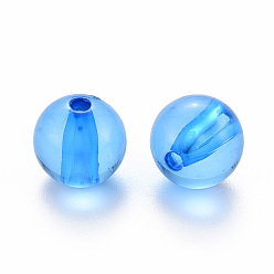 Bleu Ciel Foncé Perles acryliques transparentes, ronde, bleu profond du ciel, 12x11mm, Trou: 2.5mm, environ566 pcs / 500 g