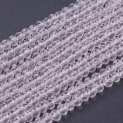 Misty Rose Glass Beads Strands, Faceted, Rondelle, Misty Rose, 3x2~2.5mm, Hole: 0.5mm, about 160~165pcs/strand, 15~16inch