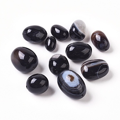 Black Onyx Perles d'onyx noir naturel, teints et chauffée, ovale, 10~21x7~15mm, Trou: 1.2~1.6mm