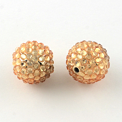 Marron Sablonneux Strass résine transparente est diplômé perles, avec des perles rondes acrylique uv de placage à l'intérieur, Sandy Brown, 12mm, Trou: 2~2.5mm