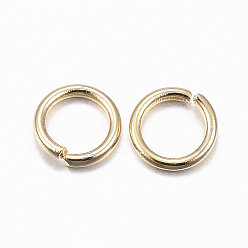 Chapado en Oro Real 18K 304 de acero inoxidable anillos del salto abierto, real 18 k chapado en oro, 22 calibre, 4x0.6 mm, diámetro interior: 3 mm