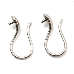 Stainless Steel Color 316 Surgical Stainless Steel Earring Hooks, for Half Drilled Beads, Stainless Steel Color, 21 Gauge, 16.5x8.5x4.5mm, Pin: 0.7mm and 0.8mm