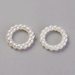 Beige Cabochons en plastique imitation perle abs, teint, anneau, beige, 10x2mm