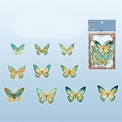Light Sea Green 20Pcs 10 Styles Laser Waterproof PET Butterfly Decorative Stickers, Self-adhesive Decals, for DIY Scrapbooking, Light Sea Green, 50~70mm, 2pcs/style