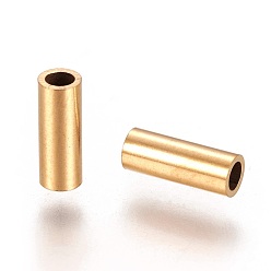 Oro Revestimiento iónico (ip) 304 perlas de tubo de acero inoxidable, dorado, 8x3 mm, agujero: 2 mm