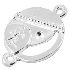 Silver Tibetan Style Toggle Clasps, Cadmium Free & Nickel Free & Lead Free, Flower, Silver, 39x26mm, Hole: 2mm