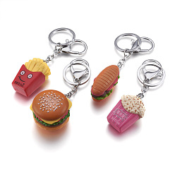 Mixed Color Iron Keychain, with Alloy Lobster Claw Clasps and Plastic, Food, Mixed Color, 110~115mm
