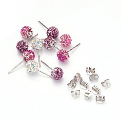 Mixed Color Valentine Day Gifts for Her Delivered Austrian Crystal Earring, with 925 Sterling Silver Findings, Mixed Color, about 6mm in diameter, 16mm long, 1mm thick