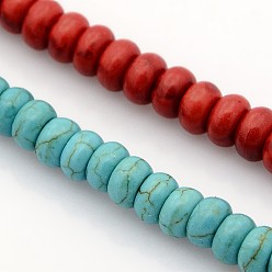 Color mezclado Cuentas de turquesas sintéticas hebras, Rondana plana, color mezclado, 6x4 mm, agujero: 1 mm