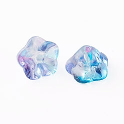 Bleu Ciel Foncé Perles en verre electroplate, fleur de trompette, bleu profond du ciel, 8.5x8x5.5mm, Trou: 1mm