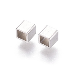 Stainless Steel Color 304 Stainless Steel Beads, Cube, Stainless Steel Color, 4x4x4mm, Hole: 3x3mm