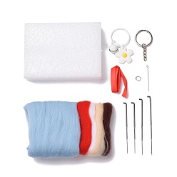 Mixed Color Christmas Theme Needle Felting Keychain Kit with Instructions, Santa Claus Felting Kits, Mixed Color