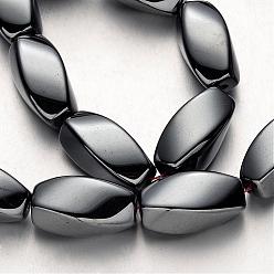 Couleur Originale Non-magnétiques perles d'hématite synthétique brins, ovale torsadée, couleur d'origine, 12x8mm, Trou: 1mm, Environ 33 pcs/chapelet, 15.7 pouce