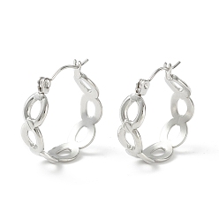 Stainless Steel Color 304 Stainless Steel Oval Link Chunky Hoop Earrings for Women, Stainless Steel Color, 21.5x20.5x7mm, Pin: 0.7mm