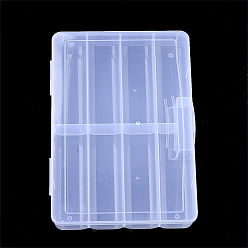 Clair Récipients de stockage de perles en matière plastique, 8 compartiments, rectangle, clair, 27x19x4.5 cm, compartiment: 132x45 mm
