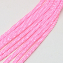 Rose Nacré 7 âmes intérieures cordes en polyester et spandex, couleur unie, pour la fabrication de bracelets en corde, perle rose, 4~5mm, environ 109.36 yards (100m)/paquet, 420~500g / bundle