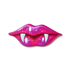 Lip Colgantes de acrílico impresos de halloween, patrón de labio, 19.5x45.5x2.3 mm, agujero: 1.8 mm
