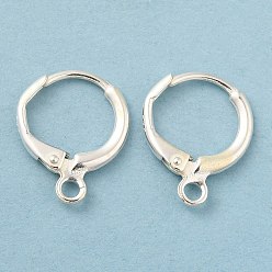 Silver 925 Sterling Silver Leverback Earrings Findings, with 1-Loop & S925 Stamp, Silver, 15x11.5x2mm, Hole: 1.8mm, Pin: 0.9mm