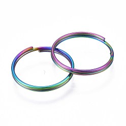 Rainbow Color Color del arcoíris 304 llaveros de acero inoxidable, hallazgos de cierre de llavero, sin cadmio y níque y plomo, anillo, 14x1 mm, diámetro interior: 12.5 mm