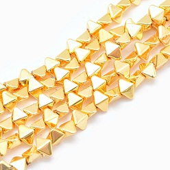 Golden Plated Electroplate Non-magnetic Synthetic Hematite Beads Strands, Grade AA, Long-Lasting Plated, Bicone, Golden Plated, 3x4mm, Hole: 0.8mm, about 132pcs/strand, 15.7 inch(40cm)