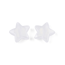 Blanc Acrylique opaque avec perles de poudre scintillantes, étoiles, blanc, 13.5x14.5x5mm, Trou: 1.6mm