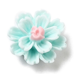 Aquamarine Opaque Resin Cabochons, 3D Flower, Aquamarine, 11.5x6.5mm