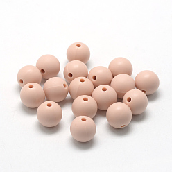 Pêche Perles de silicone écologiques de qualité alimentaire, ronde, peachpuff, 12mm, Trou: 2mm