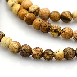 Jaspe Image Rondes image naturelle perles de jaspe brins, 6mm, Trou: 1mm, Environ 61 pcs/chapelet, 15.7 pouce