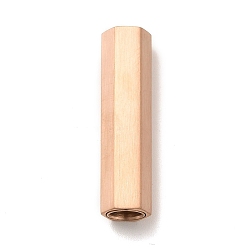 Rose Gold 304 Stainless Steel Matte Magnetic Clasps, Hexagon Tube, Rose Gold, 25x6.5mm, Hole: 4mm