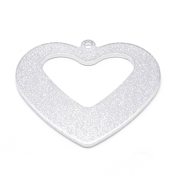 Серебро Алюминиевые подвески, сердце, серебряный цвет гальваническим, 47.5x55x2 мм, отверстие : 2.5 мм