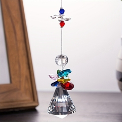 Red Angle Glass Hanging Ornaments, Colorful Octagonal Bead Suncatchers for Outdoor Garden Decorations, Red, 220mm