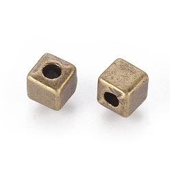 Antique Bronze Tibetan Style Spacer Beads, Lead Free & Cadmium Free & Nickel Free, Antique Bronze Color, Cube, 4x4x4mm, Hole: 2mm