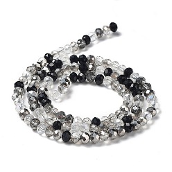 Noir Chapelets de perles en verre, facette, rondelle, noir, 4~4.5x3.5mm, Trou: 1mm, Environ 121~127 pcs/chapelet, 16.61 pouces ~ 17.20 pouces (42.2~43.7 cm)
