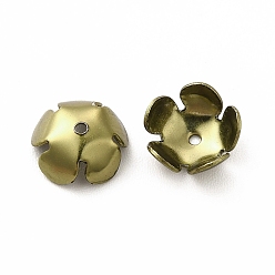 Antique Bronze Ion Plating(IP) 304 Stainless Steel Bead Caps, Flower, 5-Petal, Antique Bronze, 8x8x3mm, Hole: 1mm