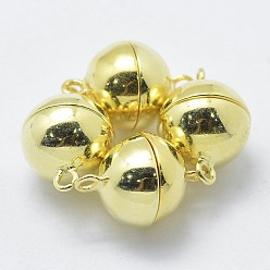 Золотой 925 магнитные застежки из стерлингового серебра, с печатью 925, круглые, золотые, 12x8 мм, отверстие : 1 мм