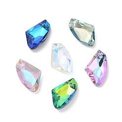 Mixed Color Electroplated Glass Pendants, Back Plated, Faceted, Polygon, Mixed Color, 19x11x5mm, Hole: 1.2mm