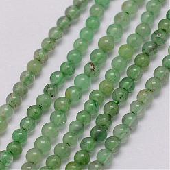 Aventurine Verte Brins vert aventurine de perles naturelles, ronde, 2~2.5mm, Trou: 0.6mm, Environ 175~185 pcs/chapelet, 16 pouce