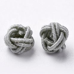 Light Grey Polyester Weave Beads, Round, Light Grey, 6x5mm, Hole: 4mm, about 200pcs/bag