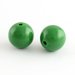 Verde Granos de acrílico redonda bubblegum grueso, verde, 8 mm, Agujero: 1.5 mm, sobre 1700 unidades / 500 g