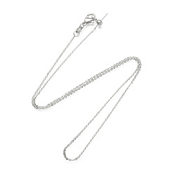 Platinum Brass Cable Chain Necklaces, Long-Lasting Plated, with Lobster Claw Clasps and Stopper Beads, Platinum, 17.71 inch(45cm), 0.5mm