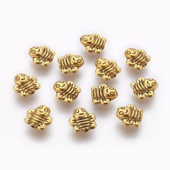 Antique Golden Zinc Alloy Beads, Lead Free & Cadmium Free, 3D Bees, Antique Golden, 9x9x4mm, Hole: 1mm