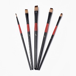 Black Wooden Paint Brushes Pens Sets, For Watercolor Oil Painting, Black, 180~198x5~9.5mm, brush: 11~16x2~10mm, 5pcs/set