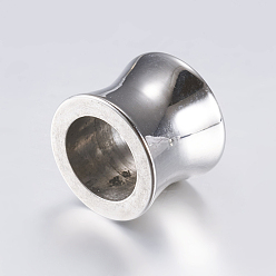 Stainless Steel Color 304 Stainless Steel Beads, Large Hole Beads, Sandglass, Stainless Steel Color, 10x8mm, Hole: 7mm