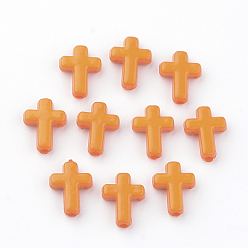 Orange Opaque Acrylic Beads, Cross, Orange, 16x12x4.5mm, about 1230pcs/500g