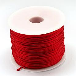 Roja Hilo de nylon, cordón de satén de cola de rata, rojo, 1.5 mm, aproximadamente 49.21 yardas (45 m) / rollo