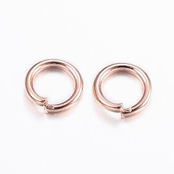 Rose Gold 304 Stainless Steel Jump Rings, Open Jump Rings, Rose Gold, 21 Gauge, 4.5x0.7mm, Inner Diameter: 3.1mm