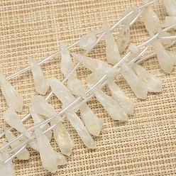 Clear Electroplate Gemstone Natural Quartz Crystal Beads Strands, Nuggets, Clear, 18~35x6~14x6~12mm, Hole: 1mm, about 22pcs/strand, 15.74 inch