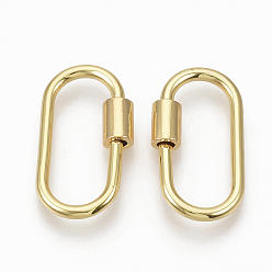 Golden Brass Screw Carabiner Lock Charms, for Necklaces Making, Oval, Golden, 25.5x14x2mm, Screw: 6.5x4.5mm