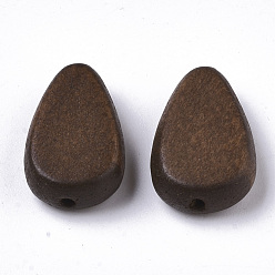Coconut Brown Painted Natural Wood Beads, Teardrop, Coconut Brown, 18x12x5.5mm, Hole: 1.5mm