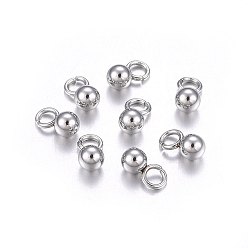 Stainless Steel Color 304 Stainless Steel Sphere Charms, Round Ball, Stainless Steel Color, 5.5x3mm, Hole: 1.8mm
